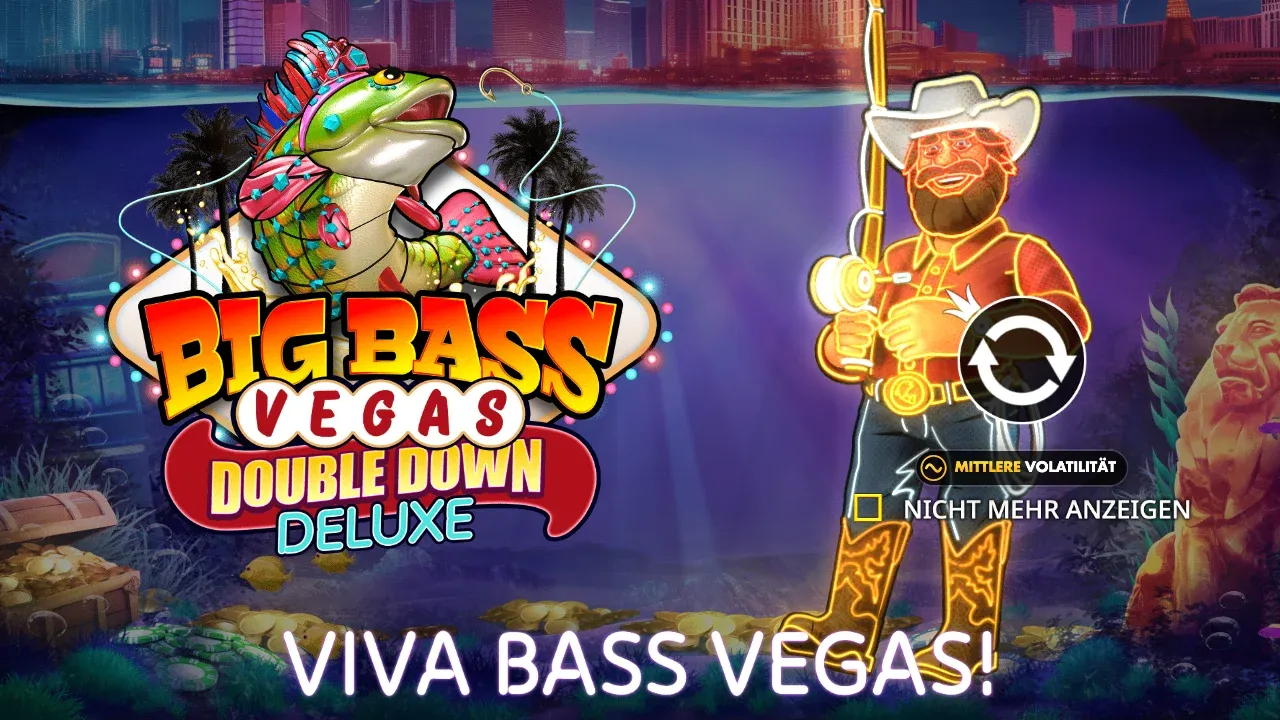 Intro von Big Bass Vegas Double Down Deluxe mit mittlerer Volatilität