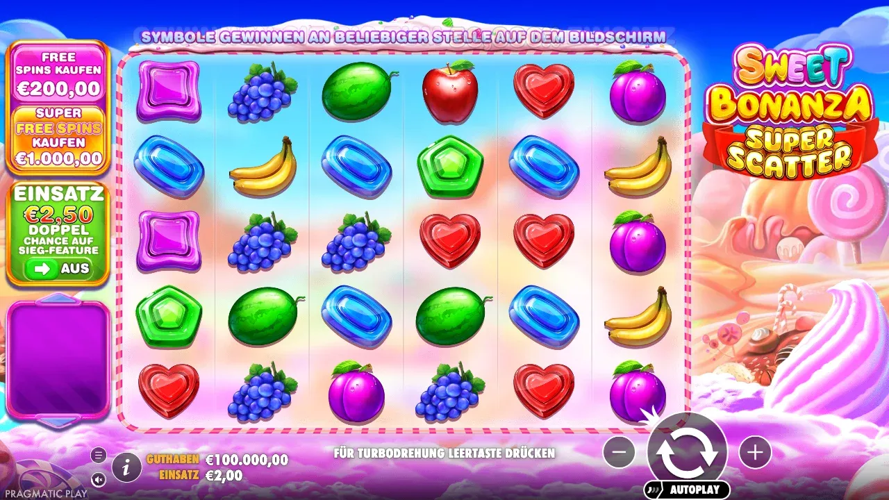 Sweet Bonanza Super Scatter Demo mit zwei Kaufoptionen und Ante Bet